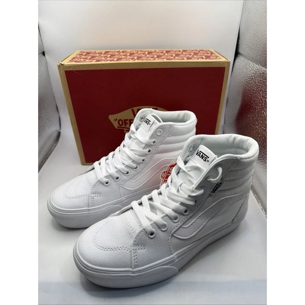 VANS Off The Wall Women's Canvas‎ White Filmore Hi Pla VN0A5EM7WHT Size 6. New